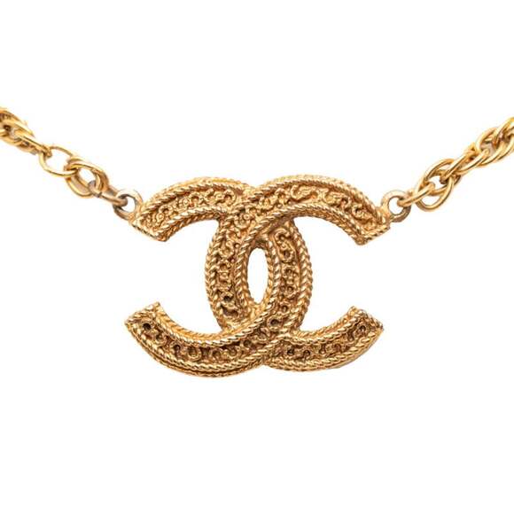 CHANEL Vintage Gold Logo Necklace